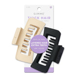 GIMME Thick Hair Extra Teeth Claw Clips - Tan and Black, 2 count