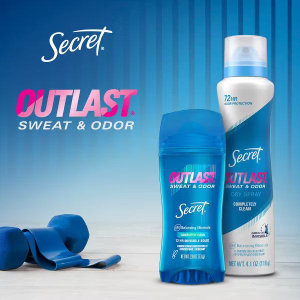 Secret Outlast Xtend  Mini Invisible Solid Antiperspirant and Deodorant - Completely Clean, 0.5 oz