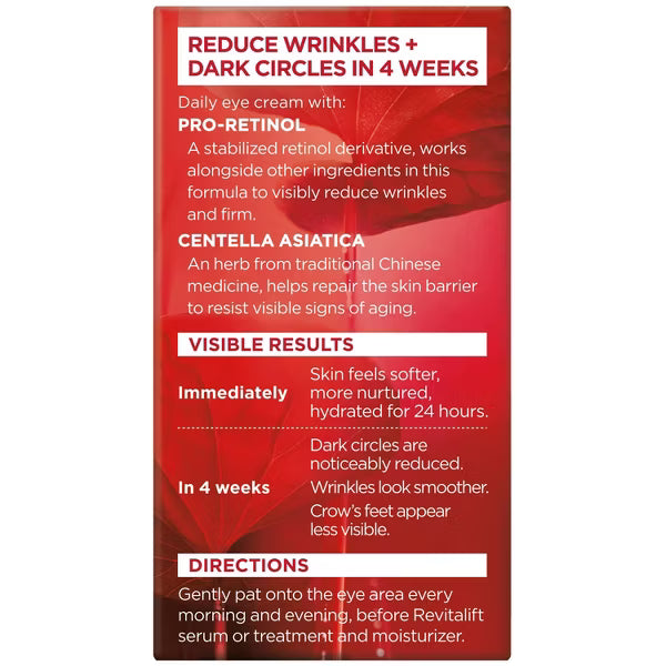 L'ORÉAL PARIS Revitalift Anti-Wrinkle + Firming Eye Cream, Fragrance Free, 0.5 oz.