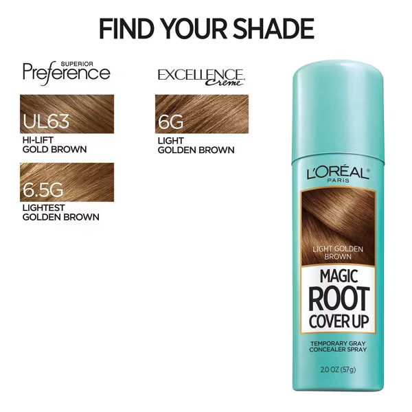 L'ORÉAL PARIS Magic Root Cover Up Temporary Gray Concealer Spray, Light Golden Brown, 2 oz.