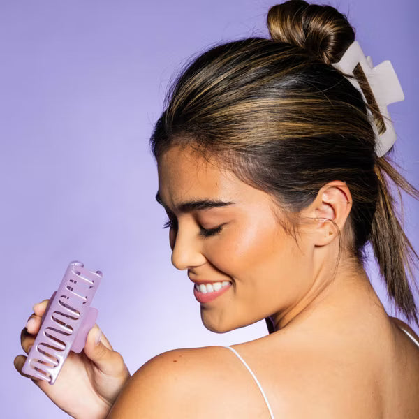 GIMME Thick Hair Rectangle Claw Clip - Purple and Cream, 2 count