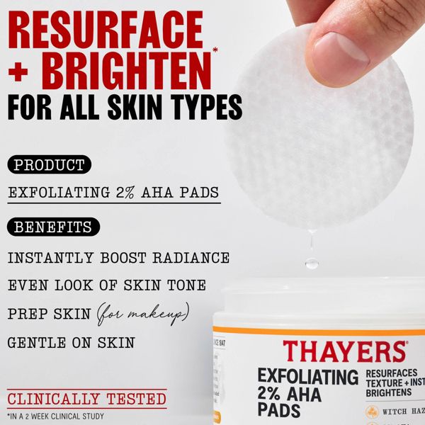 Thayers Natural Remedies Exfoliating AHA Face Pads, 60 count