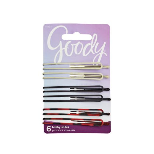 Goody Classics Long Metallic Double Bar Slide Pins, 6 CT