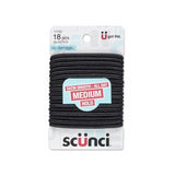 Scünci No Damage Large Hair Elastic, Black, 18 CT