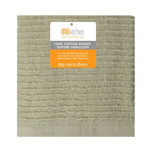 MUkitchen 100% Cotton Ridged Solid Cloth - Oatmeal, 12"x12"