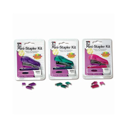 Charles Leonard Inc. Mini Stapler Kit Built-in Staple Remover Assorted 82000