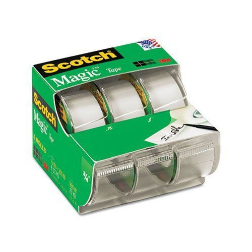 3M Scotch Magic Tape Dispensers  Clear  3/4 in. x 300 in.  3 CT