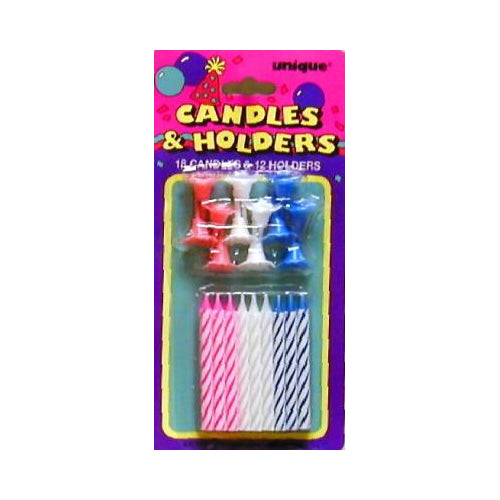 Birthday Candles and Holders, Assorted, 30ct