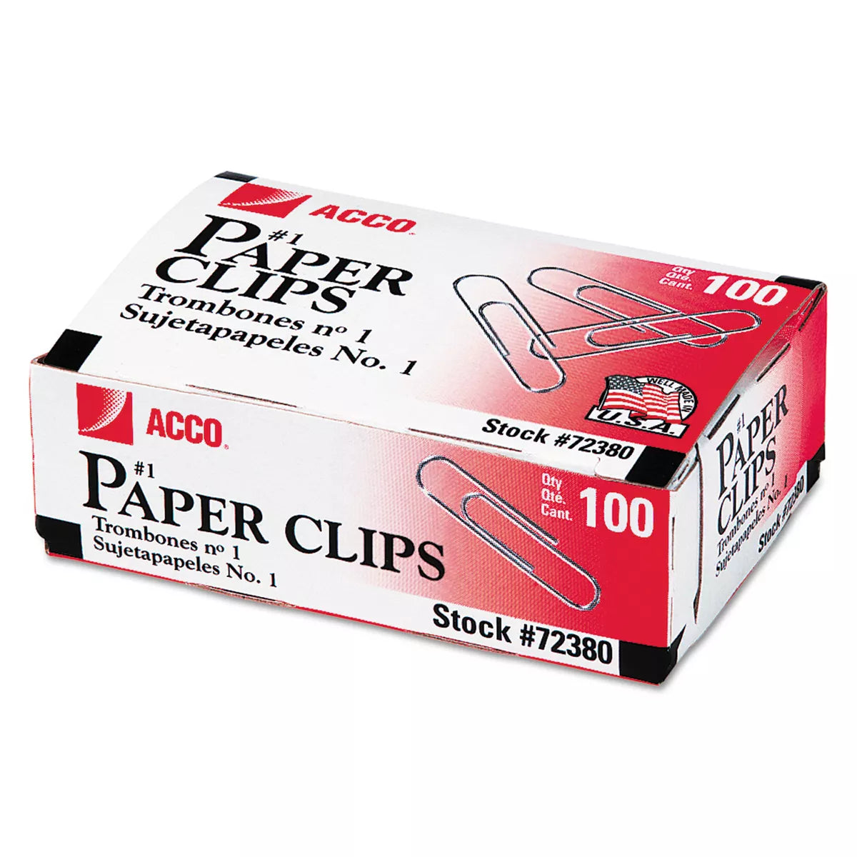 ACCO Smooth Standard Paper Clip - No. 1 Size, 100 count-050505723805-LR-20156-1-LR eShop