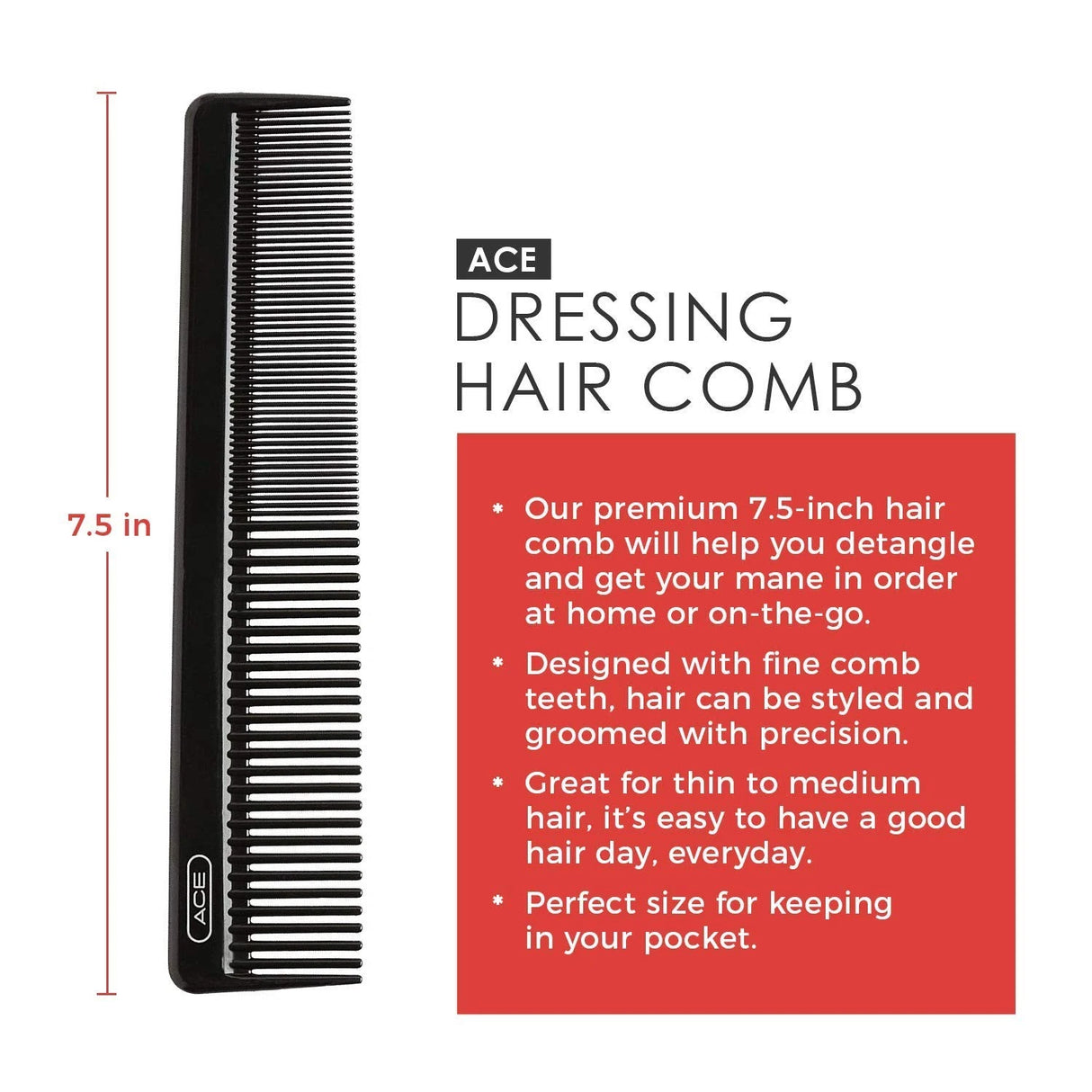 ACE 7.5" Classic Dressing Comb - Black-013114627469-LR-72967-4-LR eShop