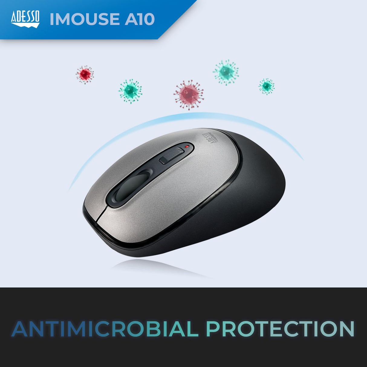 Adesso iMouse A10 Antimicrobial Wireless Mouse - Black and Silver-783750010672-LR-340064-8-LR eShop