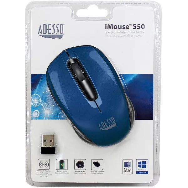 Adesso iMouse S50L Wireless Mini Mouse - Blue-783750008877-LR-322135-5-LR eShop