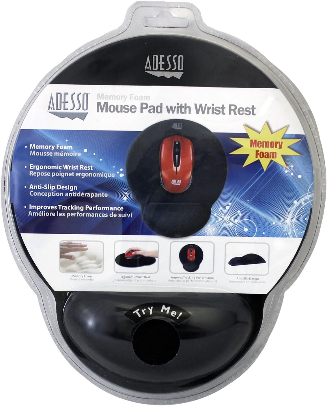 Adesso TRUForm Mouse Pad with Memory Foam Wrist Support - Black-783750009218-LR-335792-2-LR eShop