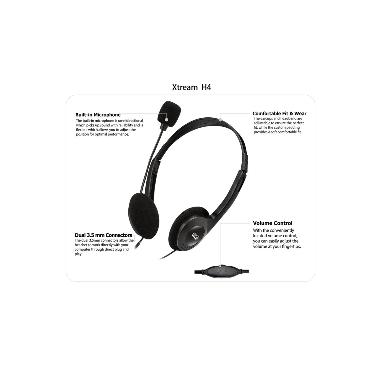 Adesso Xtream H4 Stereo Headset with Microphone - Black-783750009157-LR-322137-6-LR eShop
