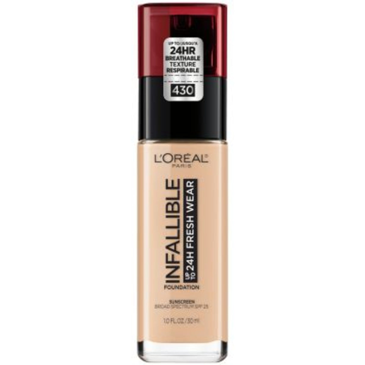 L'Oreal Paris Infallible 24 Hour Fresh Wear Foundation, Lightweight, Ivory Buff, 1 oz.