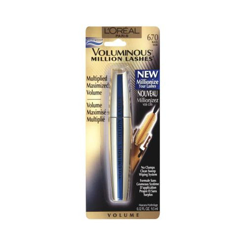 L'Oreal Paris Voluminous Million Lashes Waterproof Mascara, Black, 0.32 fl. oz.