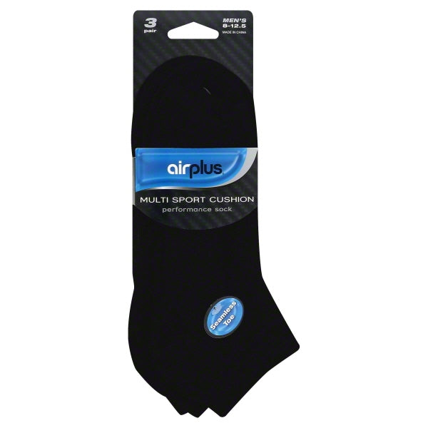airplus Multi Sport Cushion Men's Performance Socks- Black, 3 pairs-096506202154-LR-316585-1-LR eShop