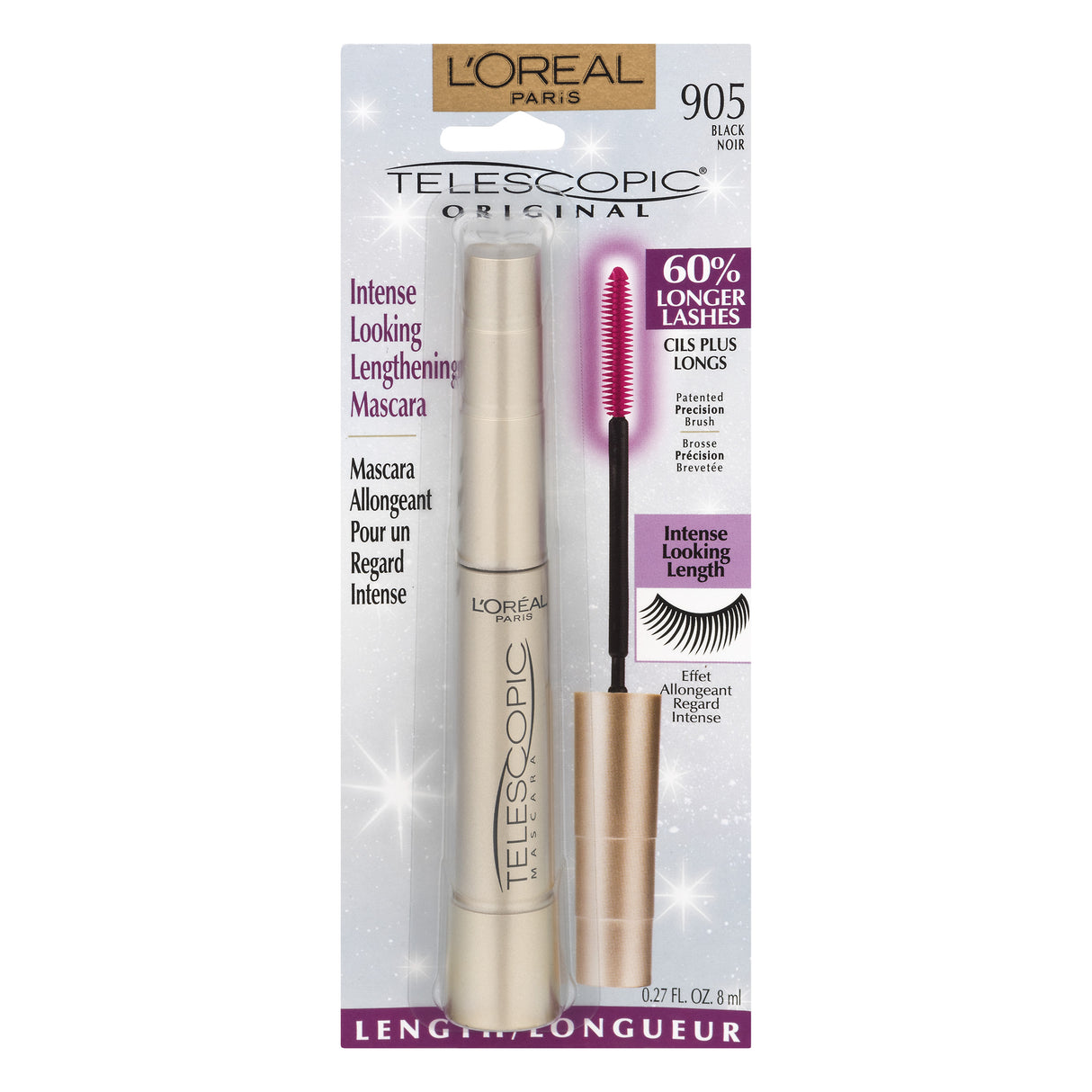 L'Oreal Paris Telescopic Original Washable Intense Lengthening Mascara, Black, 0.27 fl. oz.