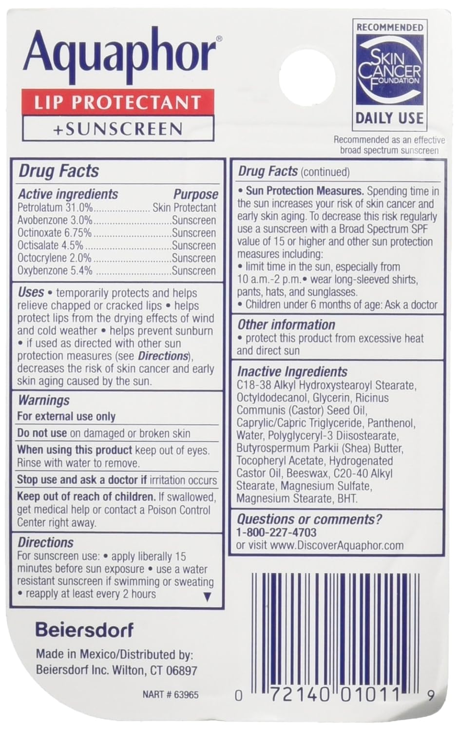 Aquaphor Lip Repair Stick Moisturizing Lip Balm Plus Protect - SPF 30-072140010119-LR-279016-3-LR eShop