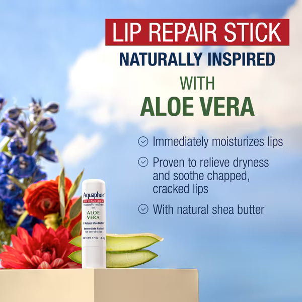 Aquaphor Naturally Inspired Lip Repair Stick with Aloe Vera, Dual Pack, .17 oz x2-072140039172-LR-363385-5-LR eShop