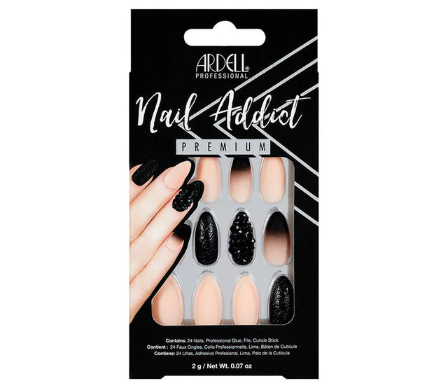 Ardell Nail Addict Premium Artificial Nail Set - Black Stud & Pink Ombre-074764758866-LR-338506-1-LR eShop