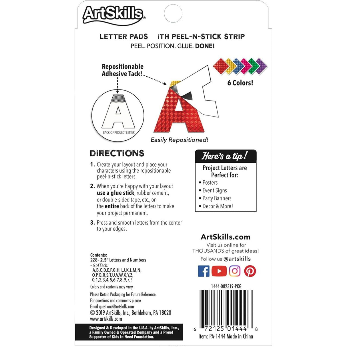 ArtSkills 2.5" Paper Poster Letters and Numbers - Holographic, 228 count-672125014448-LR-317736-4-LR eShop