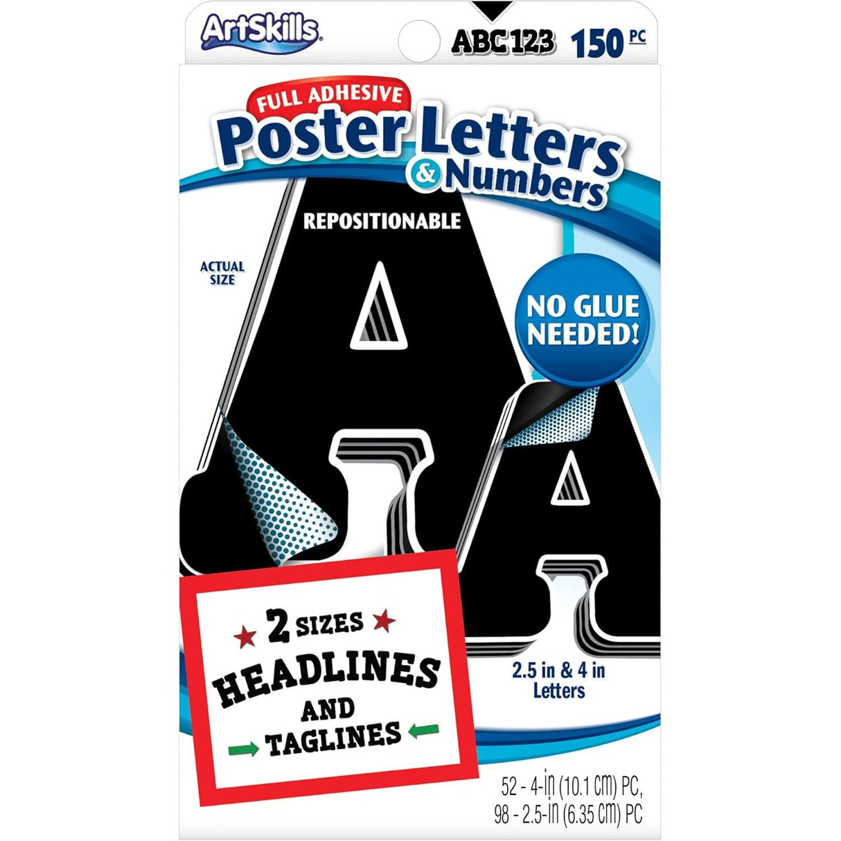 ArtSkills Dual Size Paper Poster Letters and Numbers - Black, 150 count-672125027998-LR-317744-1-LR eShop