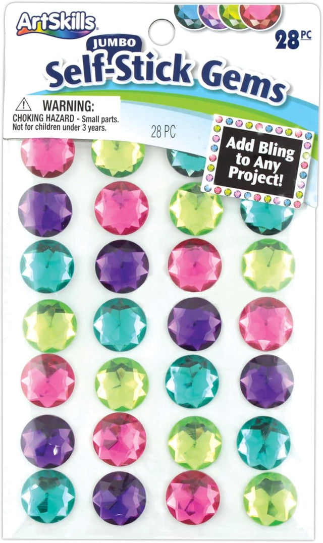 ArtSkills Self-Stick Jumbo Adhesive Gemstones - Assorted Colors, 28 count-672125034934-LR-317751-1-LR eShop