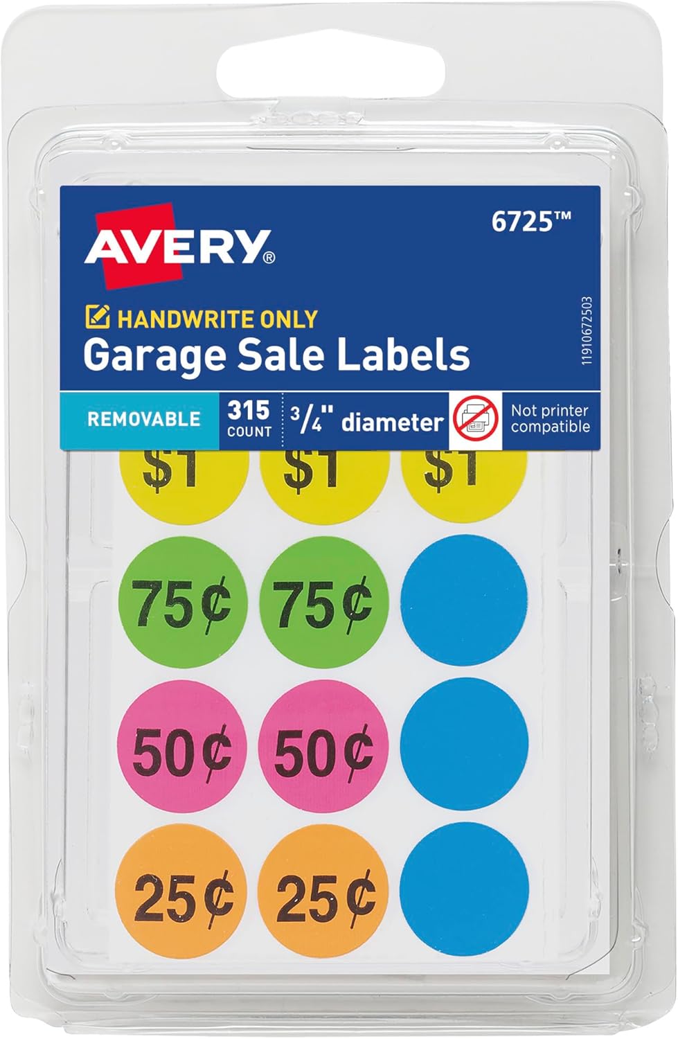 Avery 0.75" Garage Sale Removable Labels - Assorted, 315 count-072782067250-LR-237404-1-LR eShop