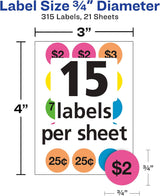 Avery 0.75" Garage Sale Removable Labels - Assorted, 315 count-072782067250-LR-237404-2-LR eShop