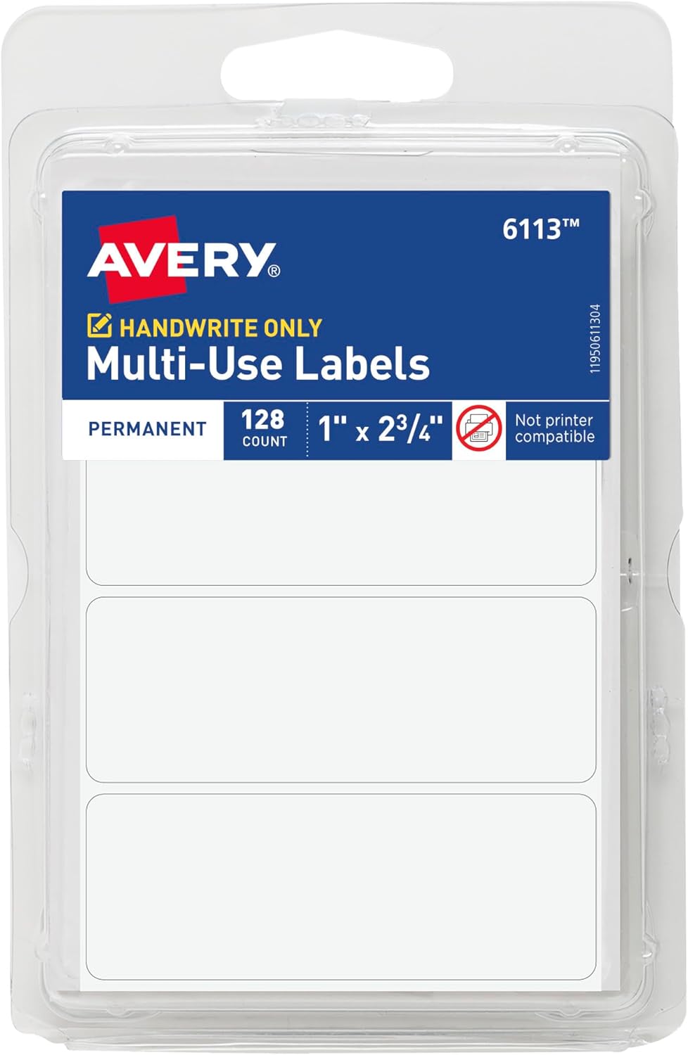 Avery All Purpose Labels, 1" x 2.75" - White, 128 count-072782061135-LR-25361-1-LR eShop