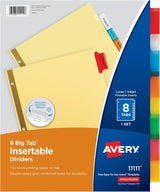 Avery Big Tab Insertable Dividers - Assorted, 8 count-072782111113-LR-206512-1-LR eShop