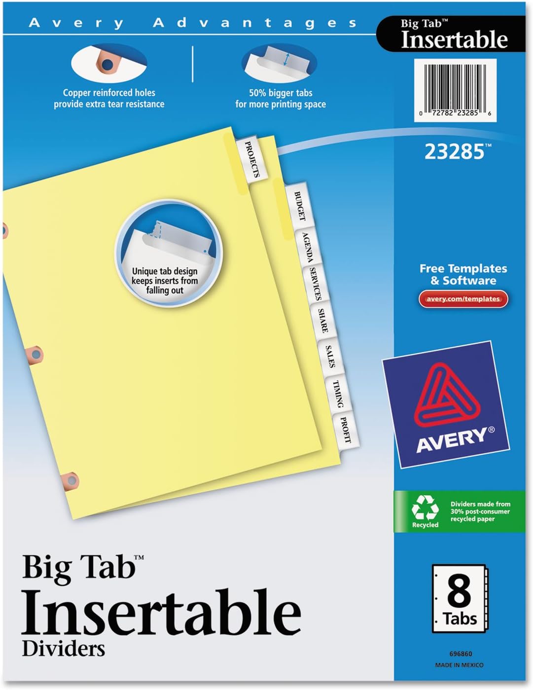 Avery Big Tab Insertable Dividers - Clear, 8 count-072782232856-LR-326256-1-LR eShop