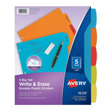 Avery Big Tab Write & Erase Plastic Dividers - Assorted, 5 count-072782161293-LR-324209-1-LR eShop