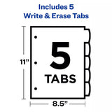 Avery Big Tab Write & Erase Plastic Dividers - Assorted, 5 count-072782161293-LR-324209-3-LR eShop