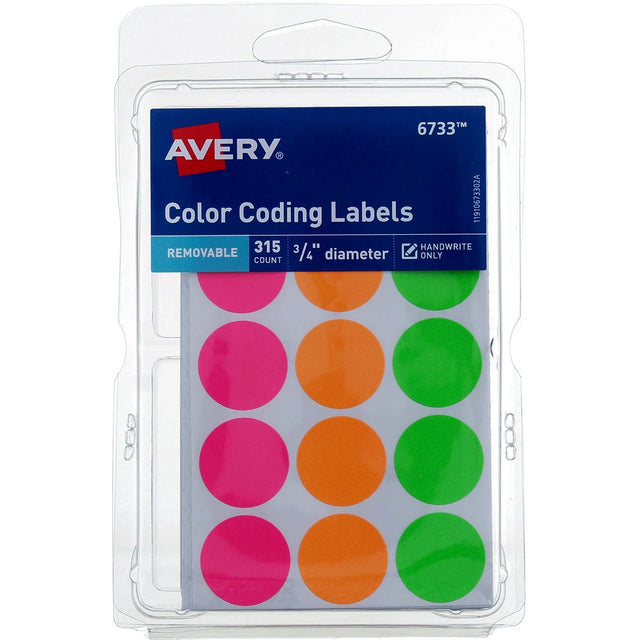 Avery Color Coding 0.75" Round Removable Labels - Assorted Neons, 315 count-072782067335-LR-219906-1-LR eShop