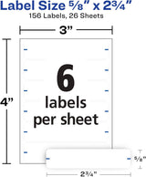 Avery File Folder Labels, 0.625" x 2.75" - White, 156 count-072782061418-LR-25130-4-LR eShop