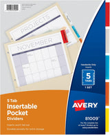 Avery Insertable Pocket Dividers - Assorted, 5 count-072782810092-LR-144732-1-LR eShop