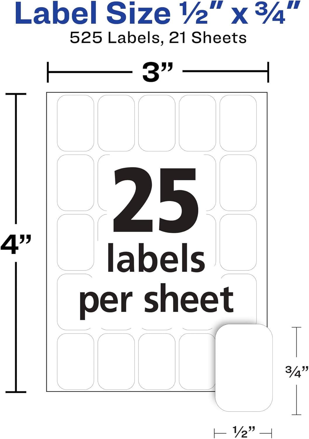 Avery Multi-Use Removable Labels, 0.5" x 0.75" - White, 525 count-072782067373-LR-219981-4-LR eShop