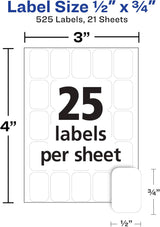 Avery Multi-Use Removable Labels, 0.5" x 0.75" - White, 525 count-072782067373-LR-219981-4-LR eShop