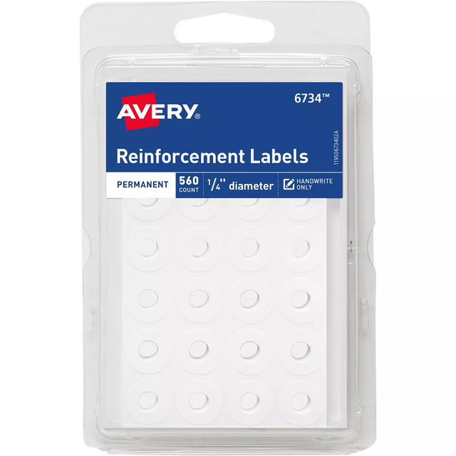 Avery Self-Adhesive 0.25" Round Binder Reinforcement Labels - White, 560 count-072782067342-LR-219904-1-LR eShop