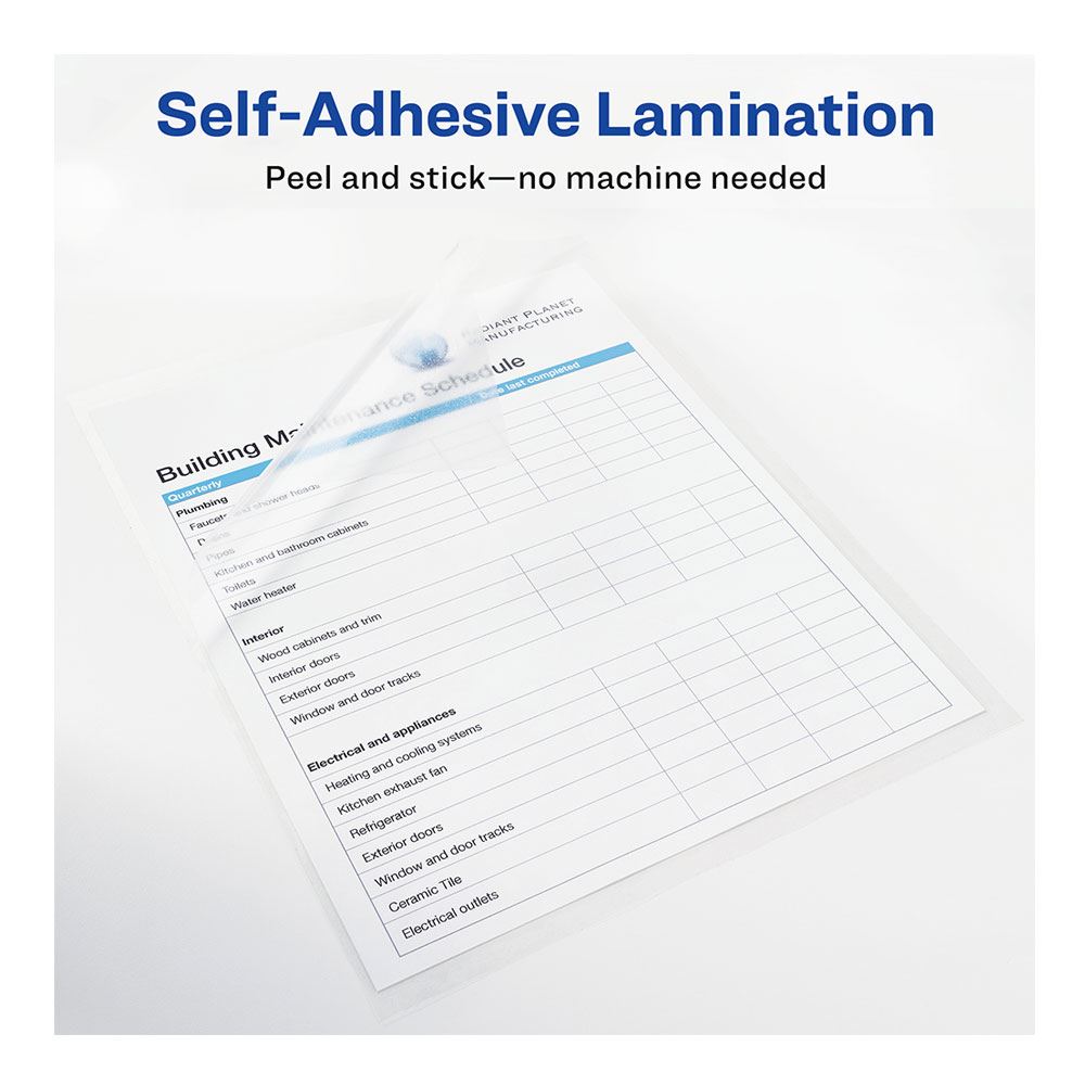 Avery Self-Adhesive Laminating Sheet, 9" x 12" - Clear, 2 count-077711736023-LR-185138-5-LR eShop