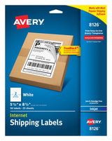 Avery TrueBlock Permanent Inkjet Shipping Labels, 5.5" x 8.5" - White, 50 count-072782081263-LR-282685-1-LR eShop