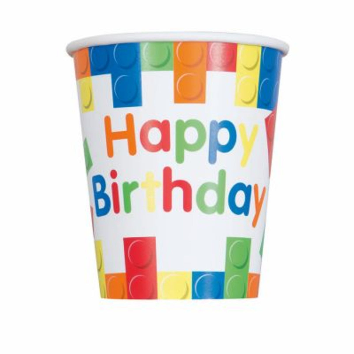 CUP 8CT BLDNG BLCKS BDAY 9OZ