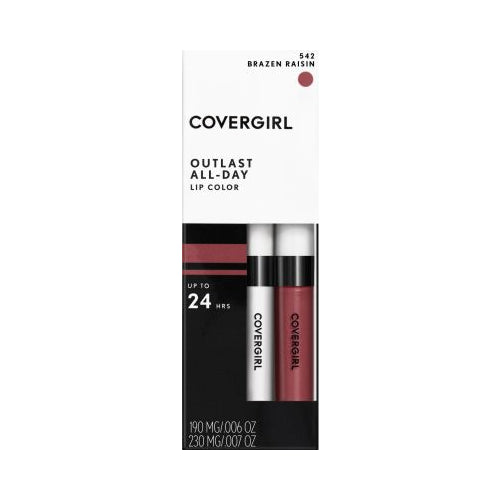 COVERGIRL Outlast All-Day Lip Color With Topcoat, Brazen Raisin 542, 1.9g 0.06 oz/ 2.3ml 0.07 fl oz