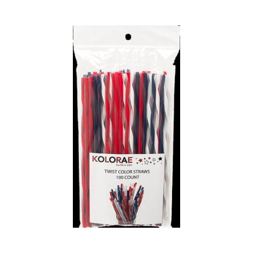 KOLORAE AMERICANA TWIST COLOR STRAWS - 100 COUNT