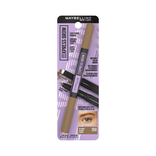 Maybelline Express Brow 2-In-1 Pencil and Powder, Eyebrow Makeup, Blonde, 0.02 fl. oz.