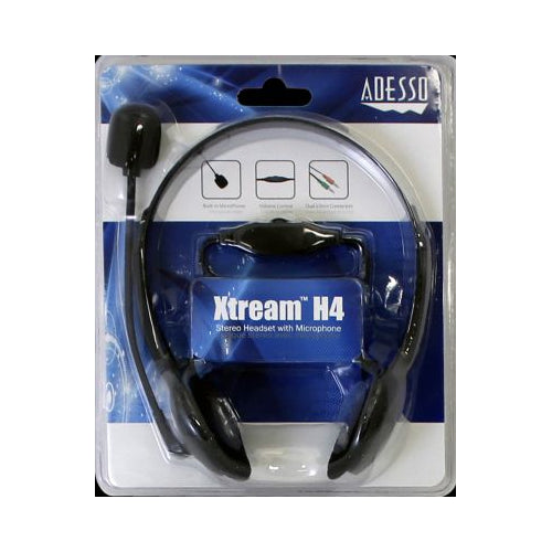 Adesso Xtream H4 Stereo Headset with Microphone, Black - 1.0 CT