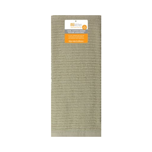 MUkitchen 100% Cotton Ridged Solid Towel - Oatmeal, 18"x28"