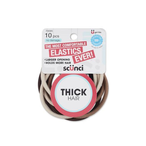 Scünci No Damage Thick Hair 4mm 7.5" Hair Elasticks, 10 CT